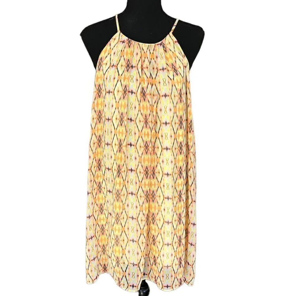 Soprano lined sleeveless halter style dress, size Large
